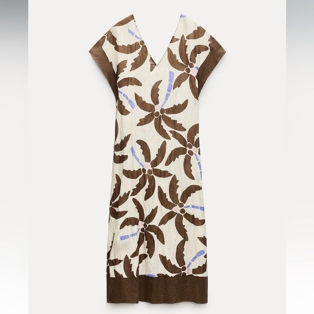 New ZARA Linen Blend Tunic Dress ZW Collection - Picture 6 of 9